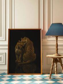 1pc Unframed Leopard Print Wall Decor With Martini Glass - Gorgeous Cheetah Print For Living Room, Girly Wall Decor, Gift For Women, Wanddeko Affiche Style Poster