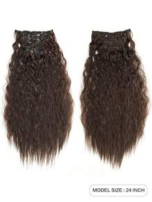 6pcs 61cm Black Clip-In Hair Extensions, Synthetic Curly Hair Pieces Suitable For Party, Daily Wear Or Hairpiece