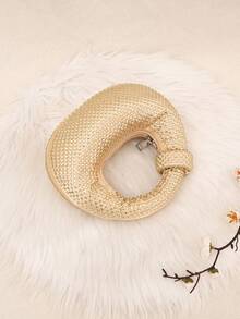 1 chiếc Túi cầm tay hình trăng lưỡi liềm lấp lánh dành cho nữ, Túi đính đá Abacus sang trọng cho bữa tiệc, Túi dạ hội pha lê sang trọng Relaxed Feel, Túi xách tay, Túi lấp lánh/Túi lấp lánh, Túi dự tiệc nhỏ, Quà tặng ngày lễ tình nhân thú vị - Vàng - Xem 6