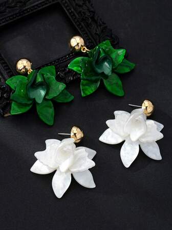 1 Pair Elegant Floral Earrings, French Retro Jasmine Flower Earrings For Women, Unique Design, Fashionable & Chic