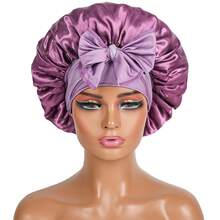 Women's Bonnet: Solid Color Adjustable Tie Style, Fashionable Silky Satin Cap For Casual Hair Protection And Non-Slip Sleep Wear