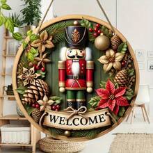 Vintage Christmas Nutcracker Decorative Wall Hanging Sign - Manufactured Wood Welcome Plaque With Nutcrackers Theme, Multipurpo