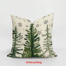 1 Stück/4 Stücke Kissenbezug mit Weihnachtsbaummuster, moderne Polyester Flachdruck 45cm*45cm Heimdekoration Sofakissenbezug