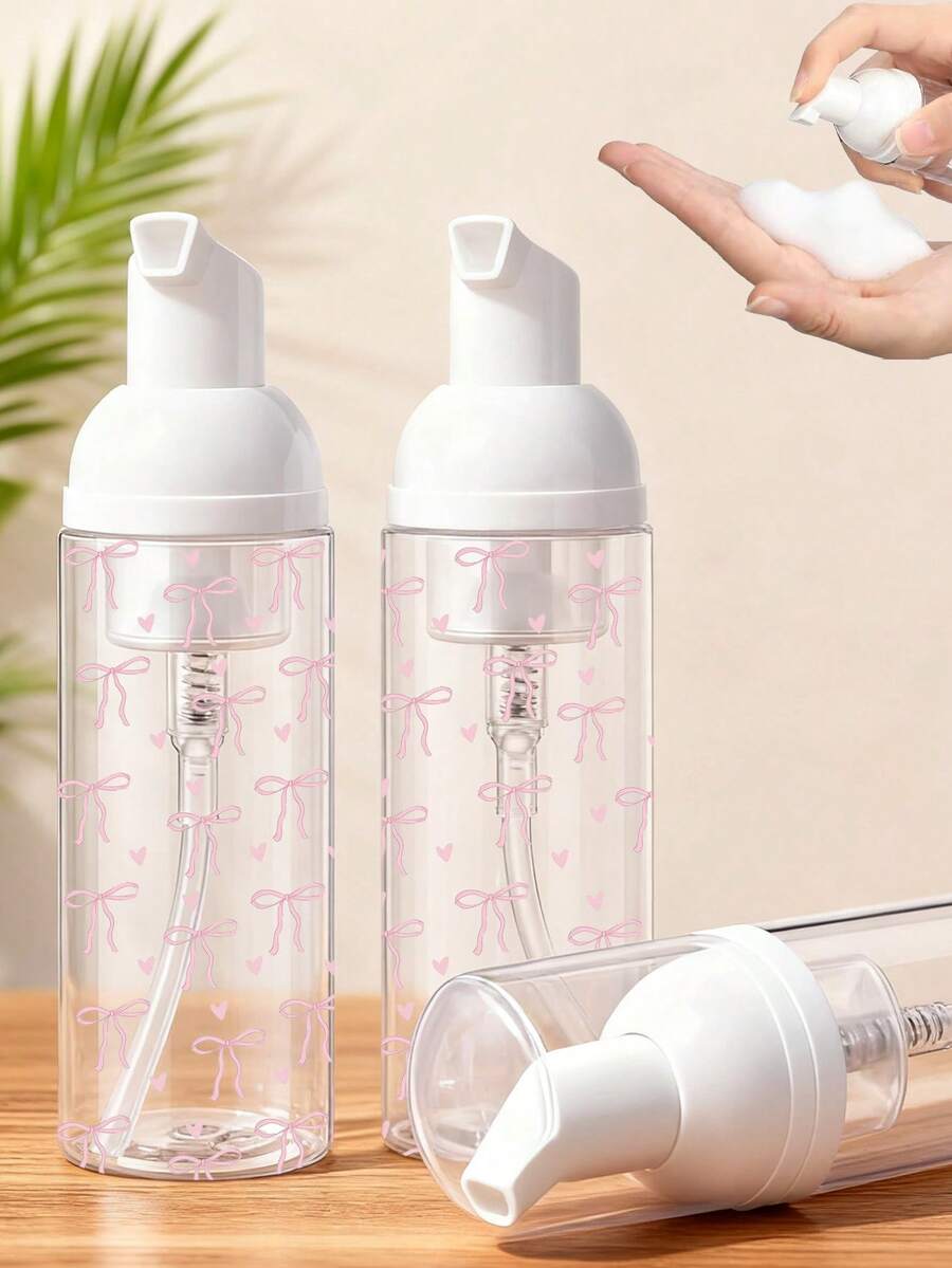 Bow Decor Foam Soap Dispenser Bottle, Mini Foaming Bottle Dispenser For Travel Size Liquid Soap, Shampoo, Eyelash Cleanser, Hand Wash - Refillable Clear Plastic Bottle, Suitable For Cleaning Living Room, Bedroom, Bathroom, Home Decor, Travel Essentials, Wedding, Party, Birthday Gifts, Gifts For Parents, Friends, New Year, Accessories, Fun Gifts
