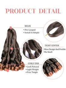 8 包 75 克/包 法式卷发辫子 24 英寸自然预拉伸弹性编织发散波浪钩针编织发 法式卷发合成接发 女士波西米亚风盒状辫子