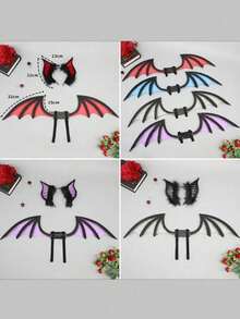 3 件套万圣节派对服装道具、角色扮演大会舞台表演直播配件、顽皮小蝙蝠耳朵头带和翅膀装饰套装