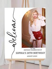 Cartel de bienvenida personalizado con foto de cumpleaños, adecuado para cualquier edad, solución de decoración de fiesta personalizada, tarjeta de cumpleaños personalizada, pancarta de cumpleaños personalizada, cabina de fotos de boda, accesorios de cabina de fotos de boda, cartel de bienvenida personalizado, cabina de fotos, cartel de bienvenida a la fiesta de cumpleaños personalizado, bienvenida - Multicolor - Ver 6