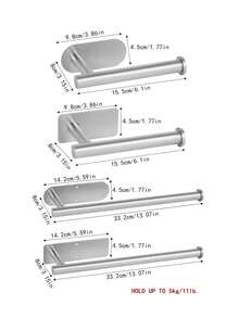 1 buc Suport pentru hârtie igienică din oțel inoxidabil rezistent, autoadeziv, fără găurire, dozator de role de hârtie igienică cu tratament periat, suport pentru hârtie igienică tip agățat de perete