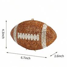 Novelty Football Shape Rhinestone Bag For Women Shiny Crystal Clutch Purse Party Handbag For Prom Cocktail - 棕色 - 查看 2