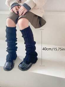 2 双/4 双儿童/青少年针织腿套，罗纹脚踝腿套，保暖腿套，秋冬时尚纯色，白色、黑色、卡其灰色，荷叶边，适合日常穿着和礼物