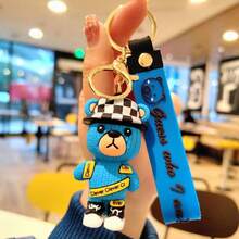 1pc Casual Cute Zinc Alloy Teddy Bear Keychain, PVC Soft Plush Hat Bear Bag Charm, Couple Gift, All Season Christmas Bag Charms Car Accessaries Teacher Friend Sister Gift Ideas