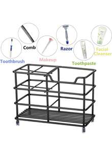 Toothbrush Holder For Bathrooms, Stainless Steel Bathroom Black Toothbrush And Toothpaste Holder