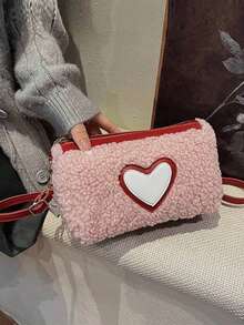 Faux Shearling Makeup Bag, Versatile Shoulder/Handbag, Autumn/Winter New Stylish Tote, Minimalist One Shoulder Crossbody Bag,Pouch,Makeup Pouch,Travel Essential - Multicolor - View 4