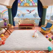 1pc Ultra-Soft, Comfortable And Fluffy Living Room Carpet, Bedroom Indoor Carpet, Fluffy Faux Fur Carpet, Home Decoration, Which Can Be Used In Bedrooms, Living Rooms, Corridors And Other Indoor Areas. - 奶油白 - 查看 4