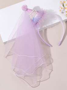 1 Stück Geburtstagsfest Farbverlauf Stereoskopischer Kegel Geburtstags-Haarreif für Mädchen, Mesh Dekor Haarband Haraccessoires Fröhlicher Geburtstag