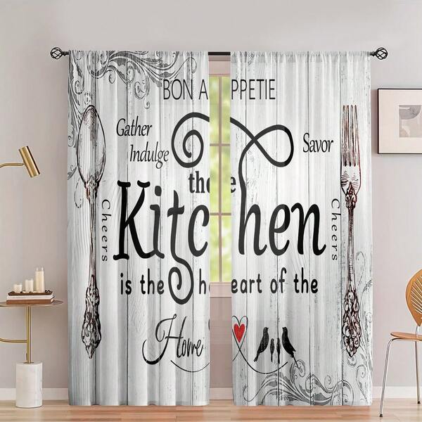 2 pièces, rideaux avec impression de lettres sur fond bleu, rideaux à poche pour tringle, impression numérique, matériau en polyester, convient pour le salon, la cuisine, la chambre, le bureau, la salle à manger, décoration de la maison