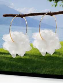 6pcs/Set Of Elegant Fabric Flower Earrings With European And American Style, Suitable For Women's Vacation And Daily Wear