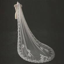 1pc 2.3 Meters Lace Wedding Veil With Metal Comb, Suitable For Wedding Party, White/Ivory