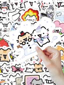 72 PIEZAS/PAQUETE Pegatinas de vinilo coloridas y lindas de varios tamaños, suministros para scrapbooking, artículos de papelería, accesorios de escritorio, regalos divertidos de estilo Kawaii de gato para mujeres, organización de escritorio, manualidades con pegatinas