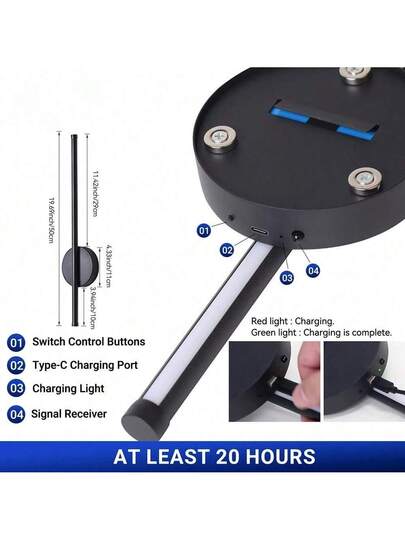 1pc Moderne Nordic LED Minimalist Indoor Wand Lamp,Night Light, Lamps Bedroom,Lamp Living Roomlamp Room,Three Adjustable Bedside Lamp 50cm Type Rechargeable, Commercial Lighting Surface Rust Proof Hang Lamp, Bedroom, Room, Coffee Shop, Corridor ation Hotel TV Background 2200mAH view 11