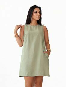 Marrante Midi Dress With Zipper Pocket Haute Couture  Blogger STOCK - 橄欖綠 - 查看 2