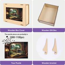 1 conjunto de quebra-cabeça de madeira com 1000-1100 peças - quebra-cabeça intrincado com tema de trem, floresta e livro, quebra-cabeça exclusivo para adultos em formato real, quebra-cabeça de madeira colorido, presente criativo para adultos, quebra-cabeça de decoração de casa faça você mesmo para interação familiar, presente de aniversário, feriado e ocasião especial, caixa de presente requintada, decoração de parede artística, peças de alta qualidade, cuidadosamente elaboradas