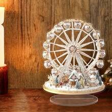 1 pièce Scène de grande roue de Noël plate 2D en acrylique coloré avec support, décoration pour la maison et le bureau, cadeau de vacances idéal, style artistique, plaque décorative et ornement polyvalents