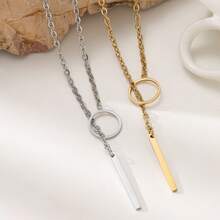 Women's Y-Necklace With Round & Rectangular Pendants, Delicate Chain Design, Essential For Casual Outfits, Versatile Accessory For All Year Round, Modern Necklace, Spiral Pendant Shape, Fashionable Statement Piece, Ideal For Jewelry Lovers, Birthday, Holiday, Christmas, New Year Gifts