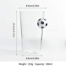 1 pieza Vaso con incrustación de fútbol para uso doméstico, vaso transparente para agua, té, leche o jugo