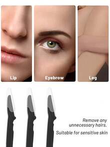 50/30/12/5/1 Pcs Eyebrow Trimmer Set, Black & Pink Jar Eyebrow Trimmer, Exfoliating Tool, Facial & Body Hair Trimmer, Long Handle Eyebrow Shaper, Depilation Tool, Body Hair Trimmer And Facial Eyebrow Trimmer Set With Precision Protective Cover Long Blade, Suitable For Women Travel Eyebrow, Eyebrow/Facial Hair, Eyebrow Trimmer, Unisex - Multicolor - View 7