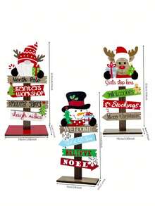 Charming Wooden Christmas Decor Set - Santa, Snowman & Reindeer Ornaments For Desktop Display,Wooden Freestanding Reindeer Personalised Christmas Table Decorations,Personalised Wooden , Personalised Family Christmas Decoration, Christmas Decor, Freestanding Reindeer Family Decorations,