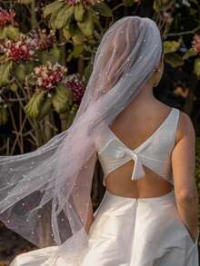 1pc Bridal Veil Comb Hairpin, Luxury Lace Edge Veil, Cathedral Wedding Veil, Wedding Accessory, Wedding Gift