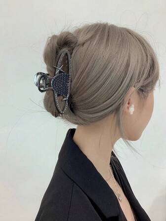 1 件快乐星球爪夹，适合日常佩戴冬季发饰时尚发夹优雅发夹