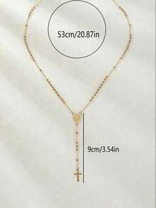 Tôn giáo Dây chuyền thép không gỉ Christian cho phụ nữ Đức mẹ đồng trinh Chúa Jesus Mặt dây chuyền hạt dài Chuỗi trang sức thời trang - Vàng - Xem 6
