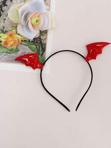 Diadema con alas de murciélago de estilo oscuro rojo / Diadema con alas de murciélago trenzadas negras y rojas, Diadema con cuernos de diablo linda y divertida, Accesorio de pelo lindo y peculiar