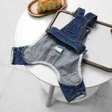 Dog Blue Denim Overalls With Pockets Stylish Distressed Dog Jeans For Small Dogs - Blue - View 6