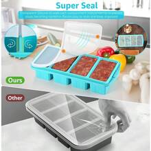 Silicone Freezer Tray With Lid Silicone Freezer Food Molds Large Ice Cube Tray4Pack Silicone Freezer Container Freeze Store Soup Sauce Broth Leftovers Makes 4 Perfect 1 Cup - Aqua - View 5