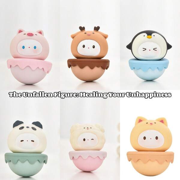 Cute Animal Roly-Poly Toy, Stress Relief Healing Desk Decor, Office Desk Ornament, Stress Relief Gift For Women, Christmas Gift