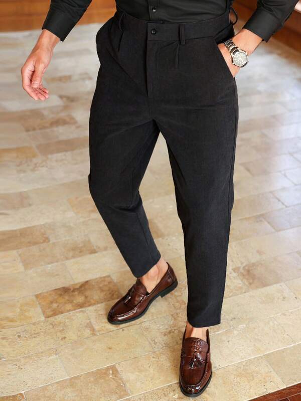 Plus Size Men's Casual Solid Color Tapered Pants