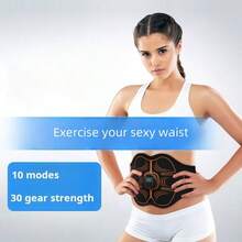 EMS腹肌训练带 - 腰部按摩器，USB充电，尺寸可调节，适合核心肌群和稳定性训练，黑色，健身配件，时尚设计 - 情人节好礼 - 橘色 - 查看 3