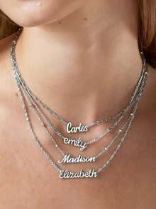 1 chiếc vòng cổ khắc tên theo yêu cầu bằng thép không gỉ, vòng cổ choker mặt dây chuyền chữ cái, món quà lý tưởng cho các cặp đôi, bạn bè, gia đình, Ngày của Mẹ, vàng, bạc, thời trang, mùa thu, tối giản, thường ngày, cổ điển, đồng xu tùy chỉnh, cá nhân hóa, món quà độc đáo cho bạn gái, mẹ, gia đình, bạn bè, con gái nhân dịp kỷ niệm, Ngày Valentine, Ngày của Mẹ, sinh nhật, tốt nghiệp, đeo hàng ngày, đám cưới, dạ hội, tình yêu vĩnh cửu, thời trang mùa xuân 2026. - Bạc - Xem 4