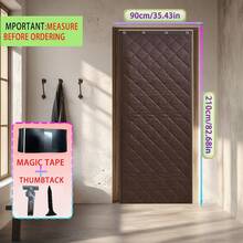 1 pezzo Tenda isolante termica per porta, copertura per veranda invernale, antivento e calda, protezione dal freddo e dal calore, in tessuto Oxford, fibra di cotone spessa, tappeto divisorio per porta singola, adatto per inverno freddo, soggiorno, garage, camera da letto, grigio, marrone, 90*210CM, 100*210CM