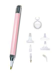Glowing Diamond Brush With Magnifying Glass And 5 Shapes Of Pen Tips, Multi-Function DIY Hand Tools, Ergonomic Grip Design, Plastic/Aluminum Alloy Material, A Variety Of Colors To Choose From