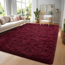 1pc Ultra-Soft, Comfortable And Fluffy Living Room Carpet, Bedroom Indoor Carpet, Fluffy Faux Fur Carpet, Home Decoration, Which Can Be Used In Bedrooms, Living Rooms, Corridors And Other Indoor Areas. - Màu Đỏ Sâu - Xem 2