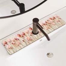 1pc Floral Sink Faucet Absorbent Mat, Drainage Pad, Kitchen, Bathroom Sink, Countertop, Drain Pad, Diatomaceous Mud Washbasin, Cuttable, Quick Drying Pad - Multicolor - View 12