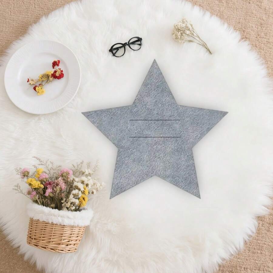 Porta cubiertos de fieltro en forma de estrella, soporte para utensilios navideños para cenas y fiestas, decoración festiva de mesa. - Gris - Ver 1