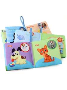 Montessori Sensory Book Set - 6-In-1 Washable Cloth Book With Crinkle Pages & Chewable Teether | Infant Toy For 0-12M - Multicolor - View 5