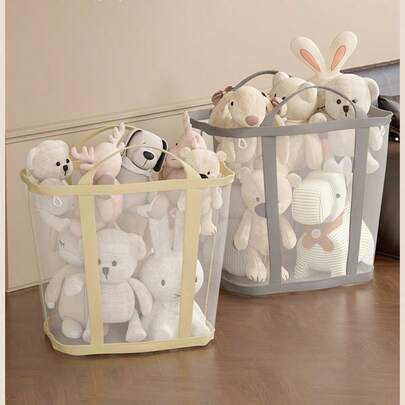 1个耐用可折叠洗衣篮，超市购物袋，户外旅行袋，网状弹出式洗衣篮，带加固提手，适用于洗衣、浴室、宿舍或旅行