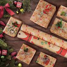 2 Rollen Weihnachtsmann Geschenkpapier, Kraftpapier Geschenkpapierrollen, Feiertags-Geschenk, Party Dekoration, ideal für Winter, Weihnachtsdekoration, Geschenkpapier