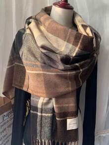 1pc Women's Fashion Korean Plaid Scarf, Autumn And Winter Warm Fashion Fringe Student Scarf, Thick Long Scarf For Male Couple Shawls, - Multicolor - View 3